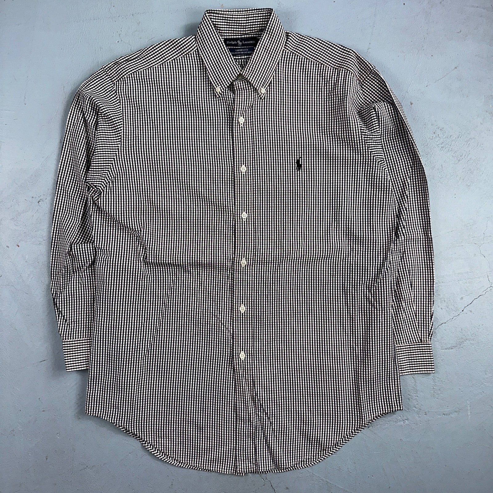 Ralph Lauren Shirt Black Shepperd Check Yarmouth Button Up Long Sleeve 15.5