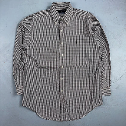 Ralph Lauren Shirt Black Shepperd Check Yarmouth Button Up Long Sleeve 15.5