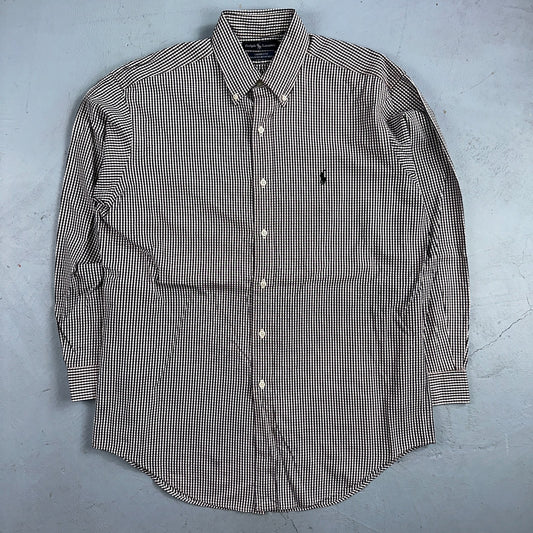 Ralph Lauren Shirt Black Shepperd Check Yarmouth Button Up Long Sleeve 15.5