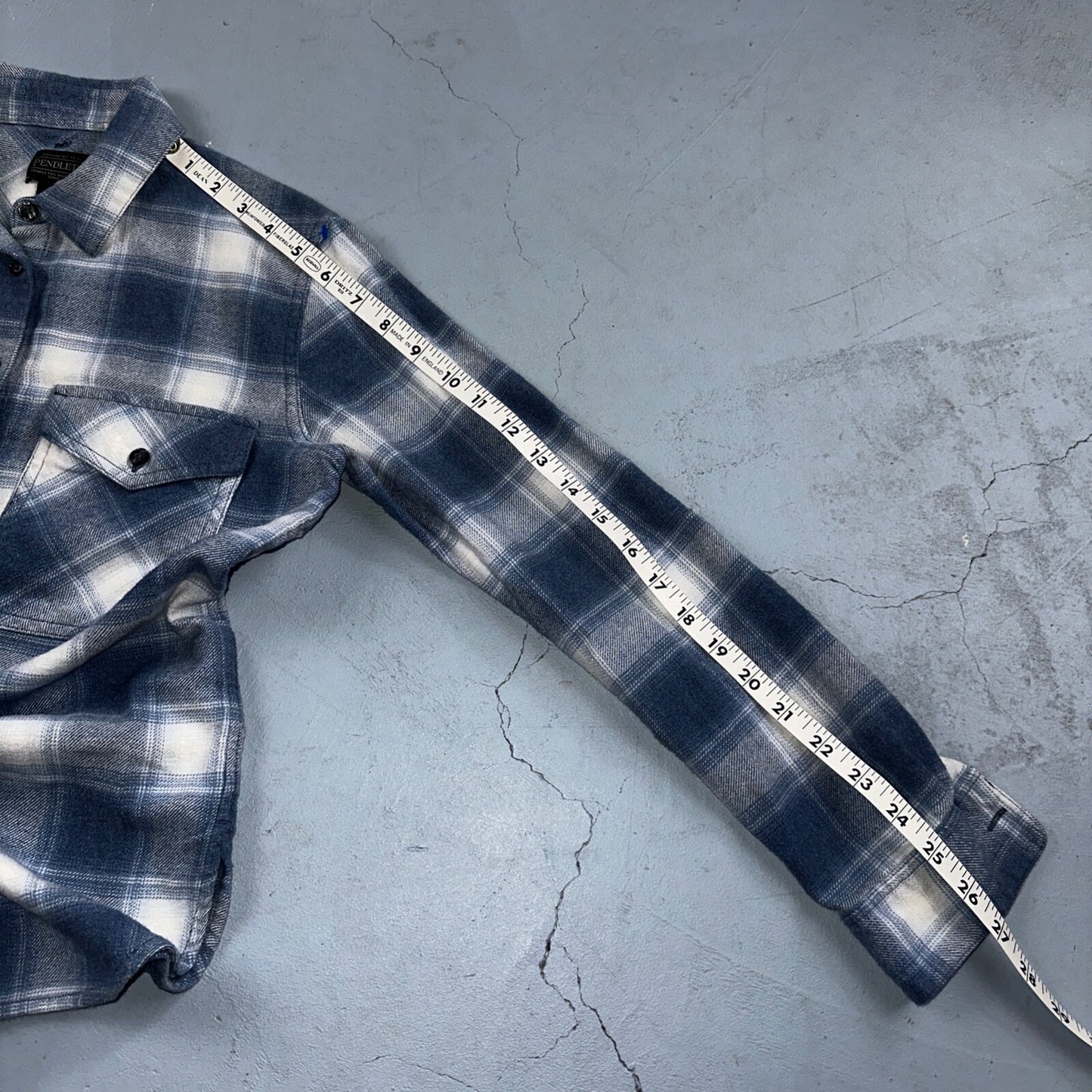 Pendleton Blue Multi Color Plaid Flannel Field Shirt Size XS Gray White Y2K