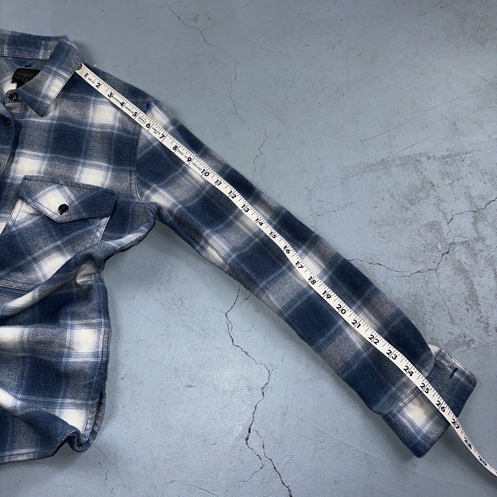 Pendleton Blue Multi Color Plaid Flannel Field Shirt Size XS Gray White Y2K