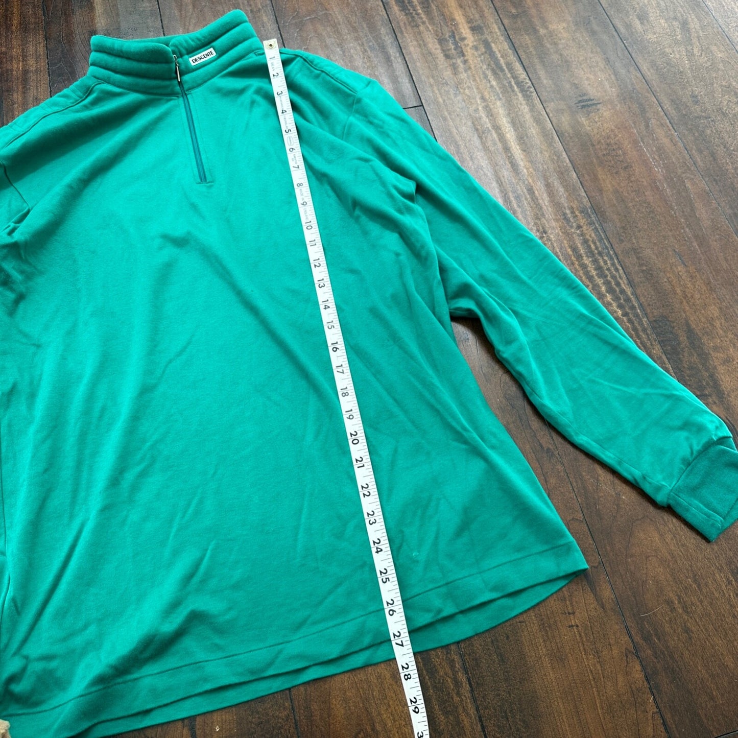 VTG Descente Mens Medium Green Long Sleeve Pullover Quarter Zip 80s 90s Japan