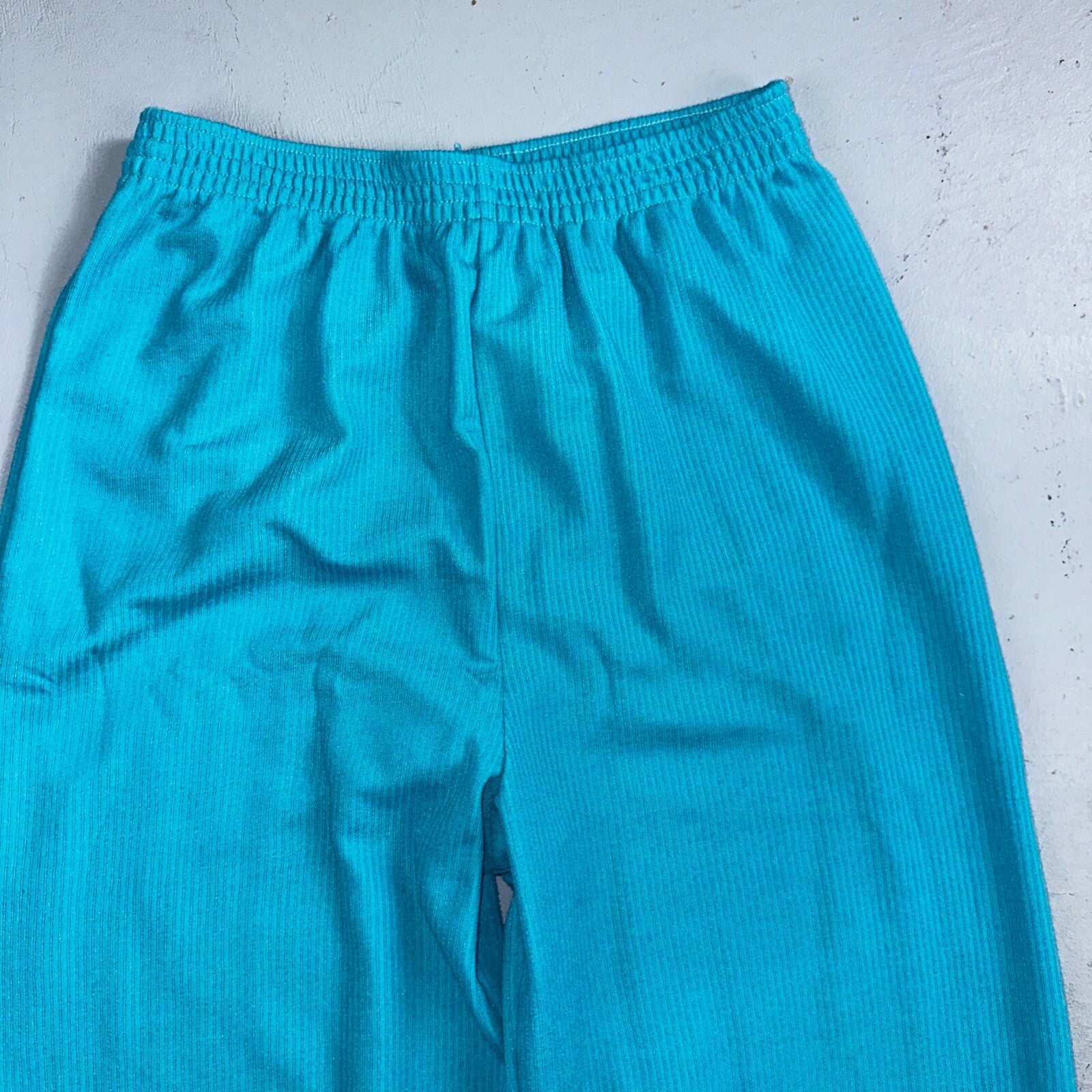 Vintage USA Pants Womens Size M Blue Polyester High Rise Elastic Jogger 1980s 80