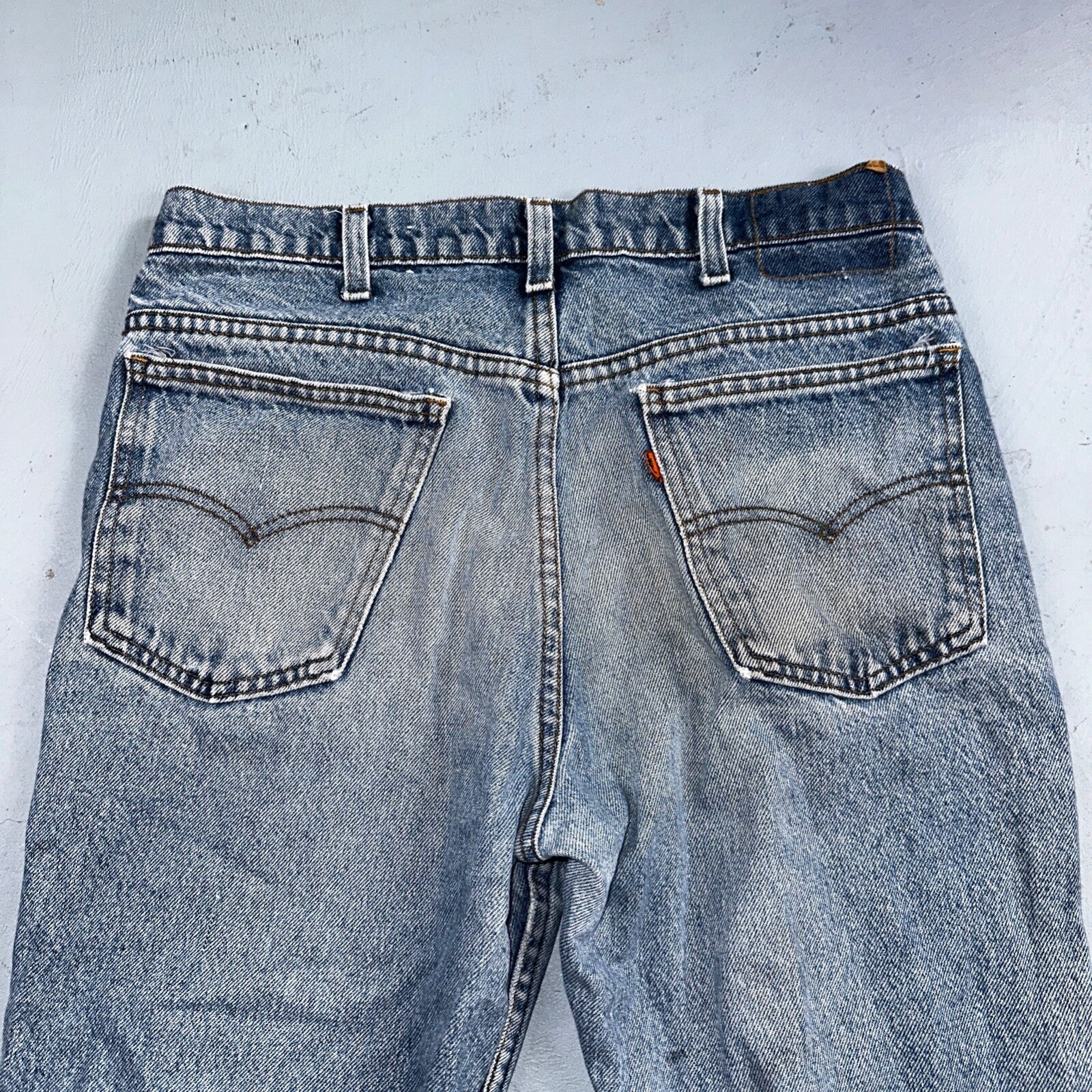 Levis 517 Vintage 80s USA Boot Cut Leg Jeans Light Wash Orange Tab Act 32x30