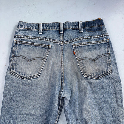 Levis 517 Vintage 80s USA Boot Cut Leg Jeans Light Wash Orange Tab Act 32x30