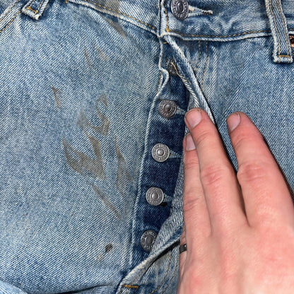 Levis 501 Vintage Y2K XX Straight Leg Jeans 90s Blue Light Wash 38x29 Act 36x27