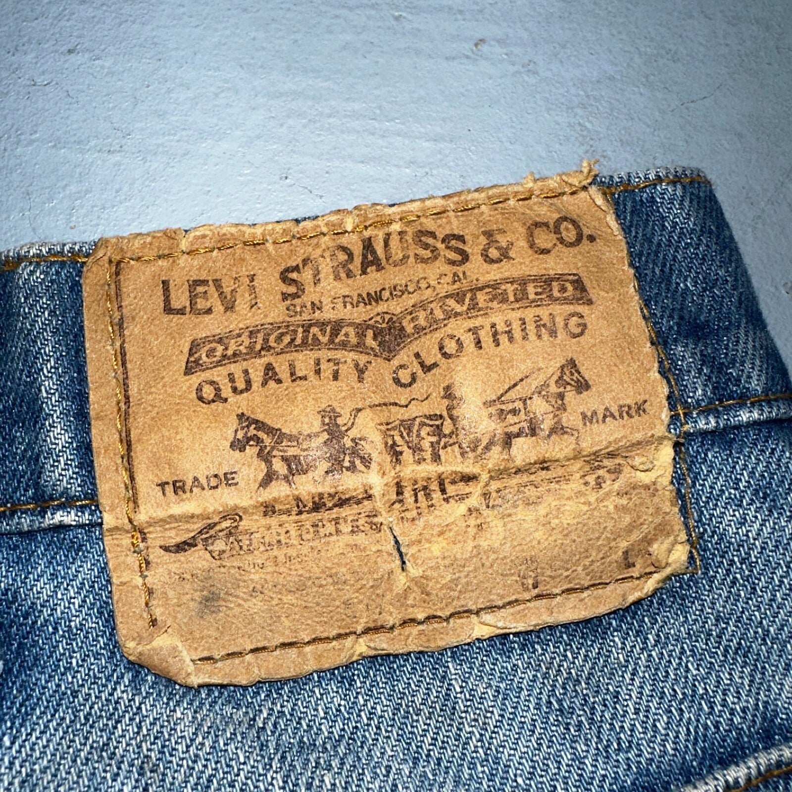 Levis 517 Vintage 80s USA Orange Tab Bootcut Flare Blue Jeans Talon Act 34x29