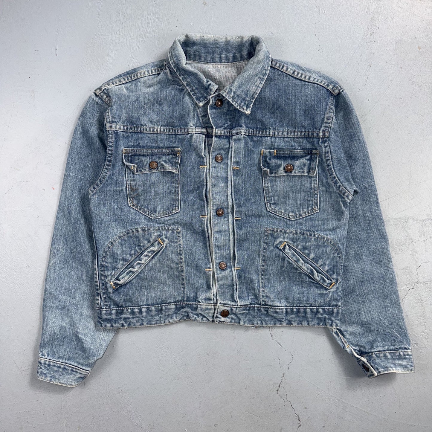 VTG Penneys Ranch Craft Selvedge Denim Jacket Cotton Type 2 Rockabilly 60s