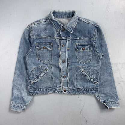 VTG Penneys Ranch Craft Selvedge Denim Jacket Cotton Type 2 Rockabilly 60s