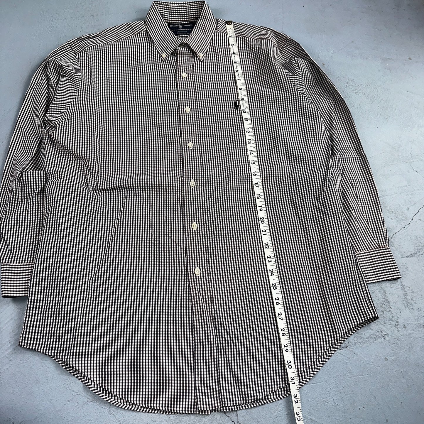 Ralph Lauren Shirt Black Shepperd Check Yarmouth Button Up Long Sleeve 15.5