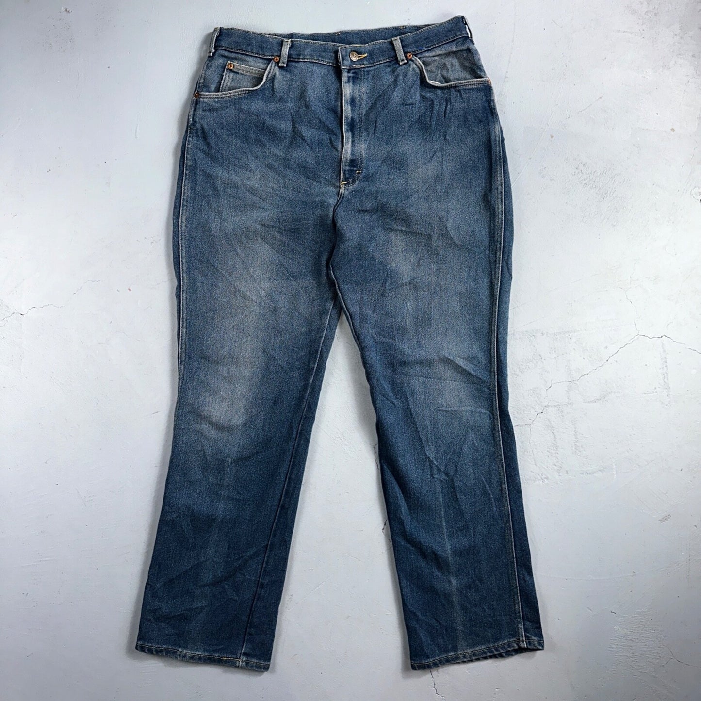 Lee VTG 80 Riders Denim Boot Cut Flare Jeans USA 34x31 Med Wash Cowboy 1980s