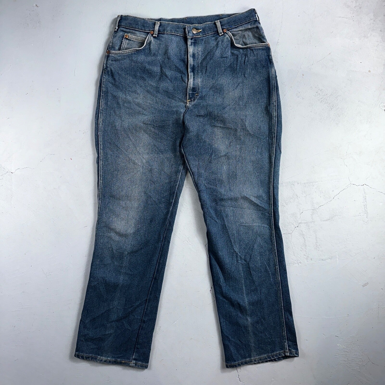 Lee VTG 80 Riders Denim Boot Cut Flare Jeans USA 34x31 Med Wash Cowboy 1980s