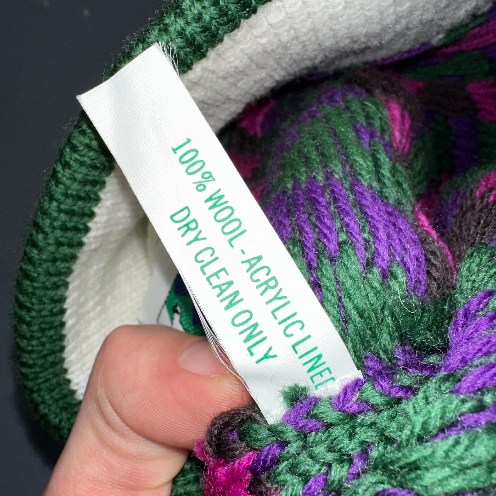 Vintage Mountain Ladies & Ewe Wool Pink Blue Knit Ski Hat Cap One Size Tassels