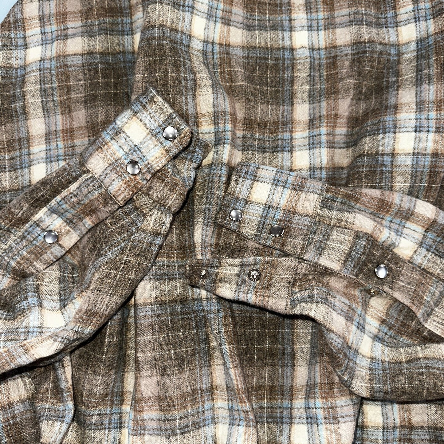 Pendleton VTG High Grade Western Wear Pearl Snap Wool Plaid Shirt Sz L Plaid 70s