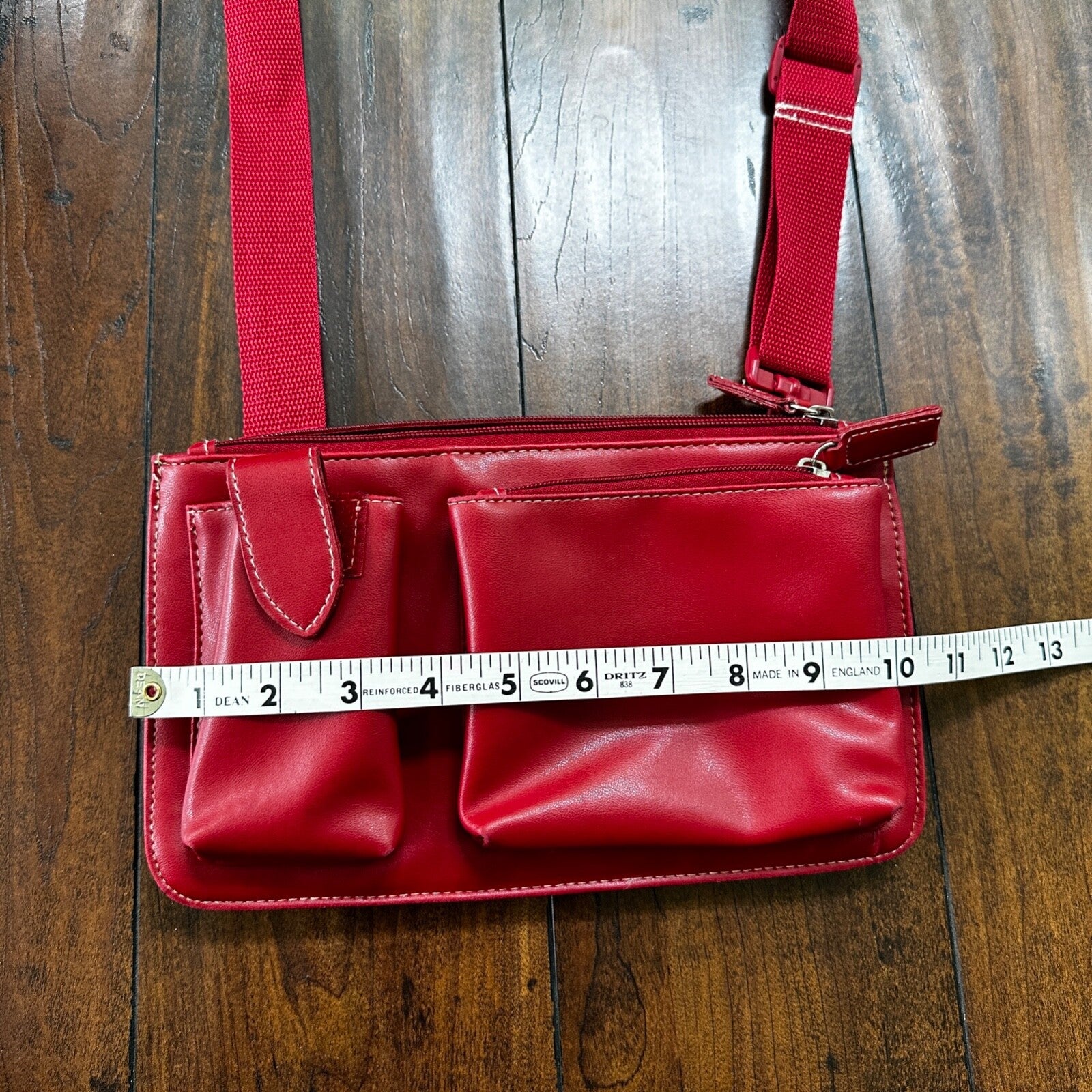 Women’s Crossbody Bag Medium Pockets Purse RED Color VTG 1980s 80s