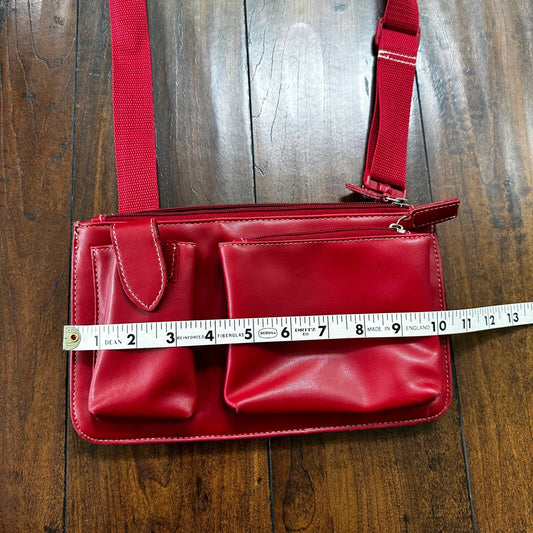 Women’s Crossbody Bag Medium Pockets Purse RED Color VTG 1980s 80s