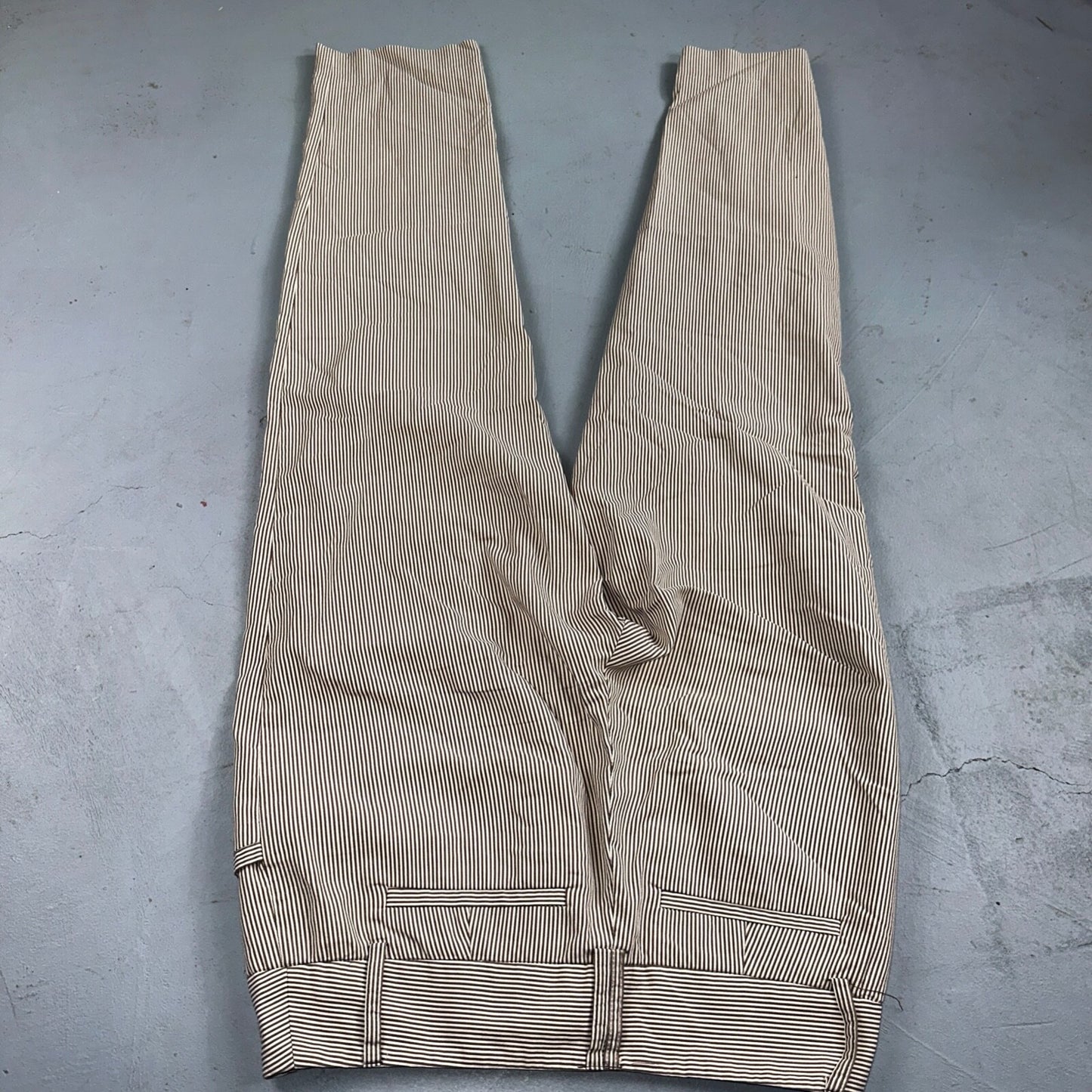 GRACE Brown & White Striped Casual Pants Cropped Size 4 Y2K VTG Cotton Nylon