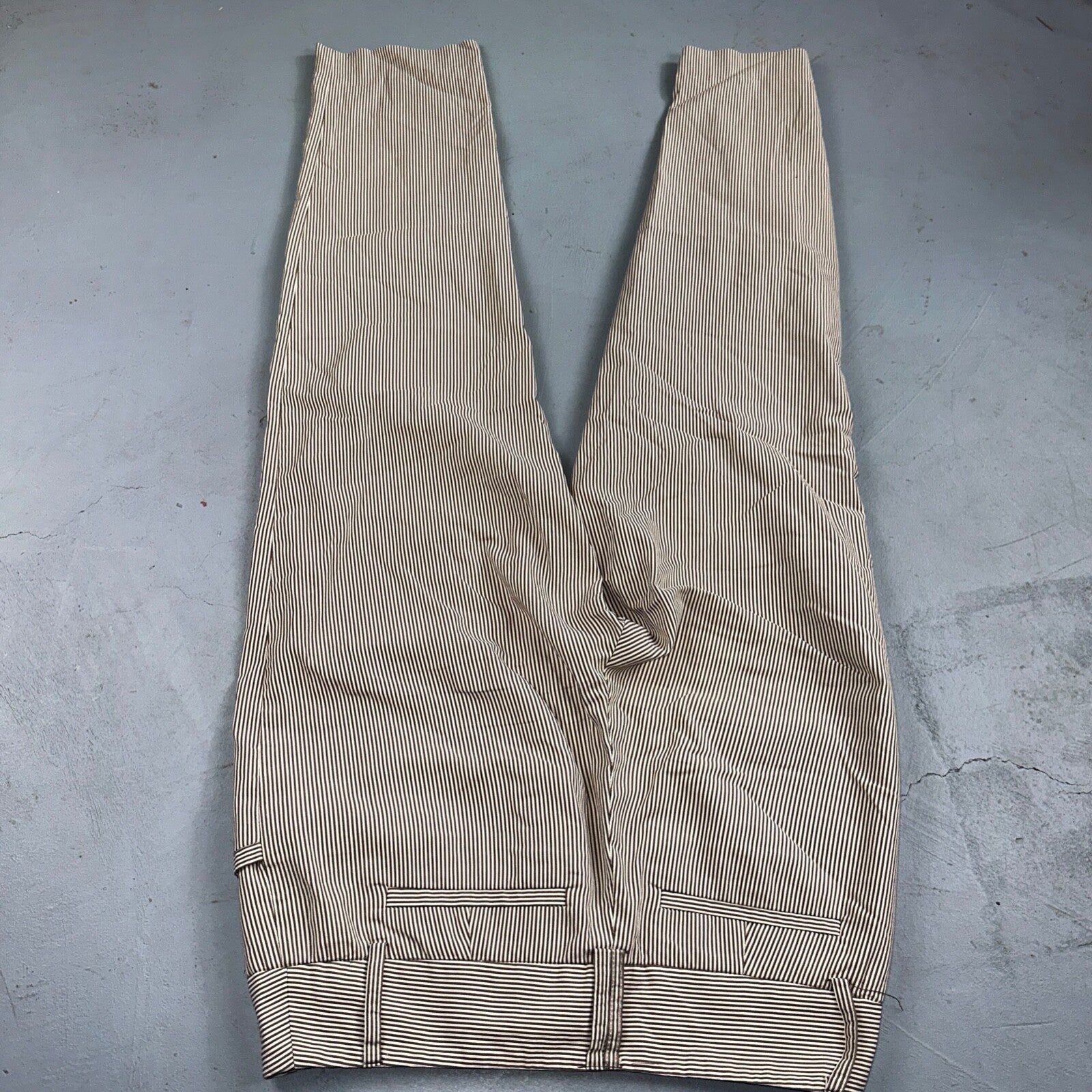 GRACE Brown & White Striped Casual Pants Cropped Size 4 Y2K VTG Cotton Nylon