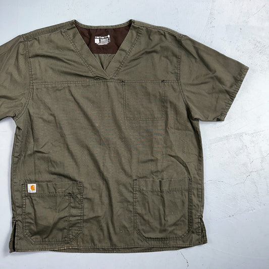 Carhartt C15208 Men's Scrub Top Shirt Multi Pocket Size L Olive Green