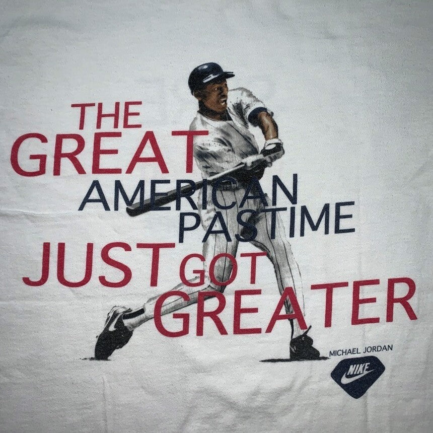Jordan Babe Ruth Baseball Vintage Nike T Shirt USA Rare Play Hoop 90s Gray Tag