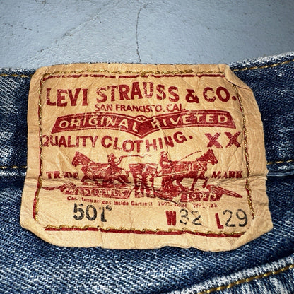 Levis 501 Vintage 90s Y2K XX Straight Leg Jeans Blue Med Wash 32x29 Act 31x28