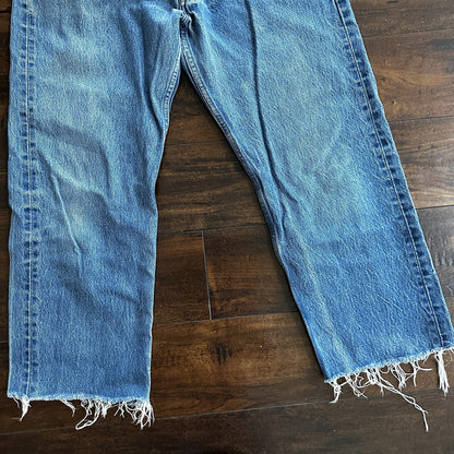 Levis 501 Vintage 90s Straight Leg XX Capri Jeans 36x34 Light Wash Act 32x25