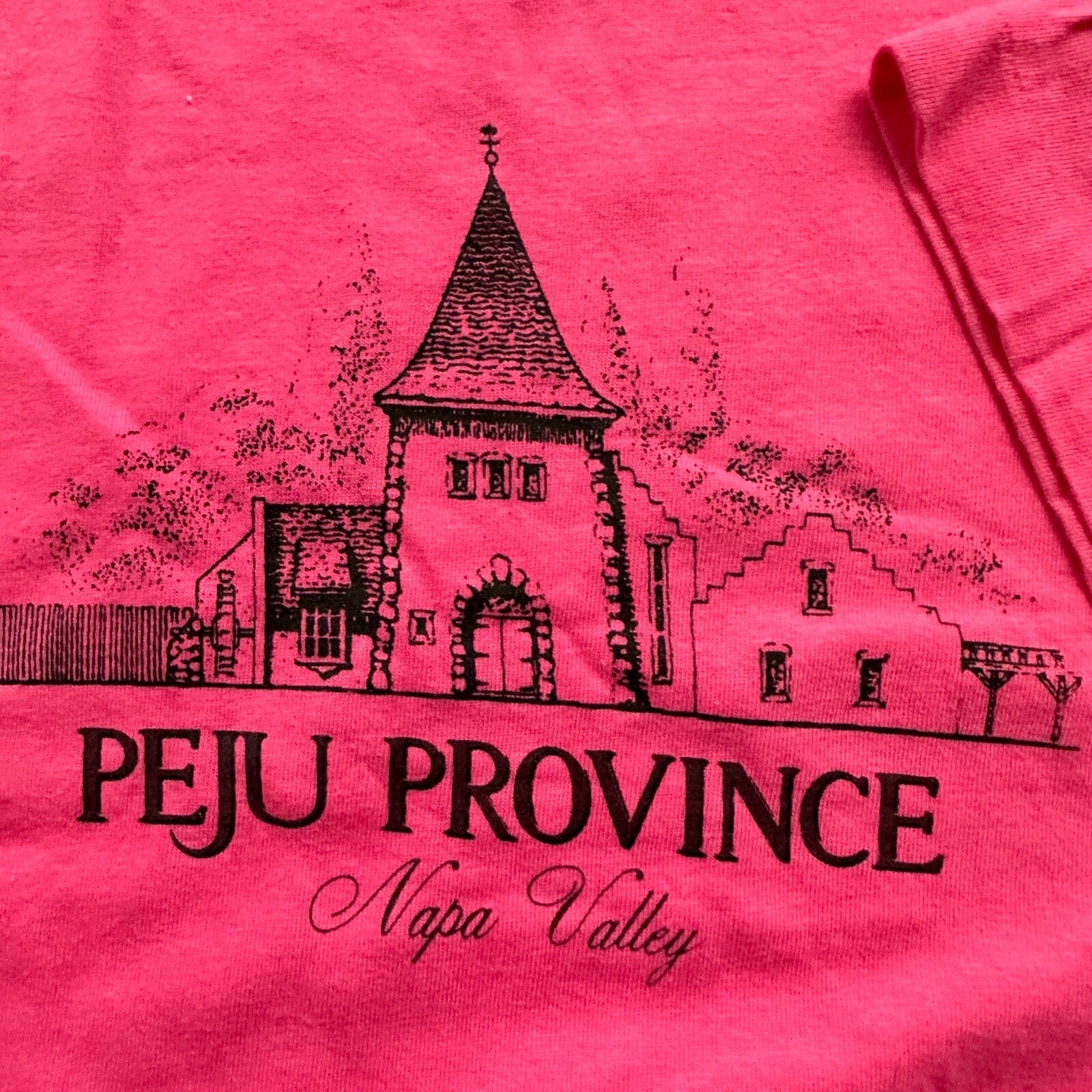 Napa Valley California Vintage T Shirt Peju Province Hanes Beefy XL Pink Castle