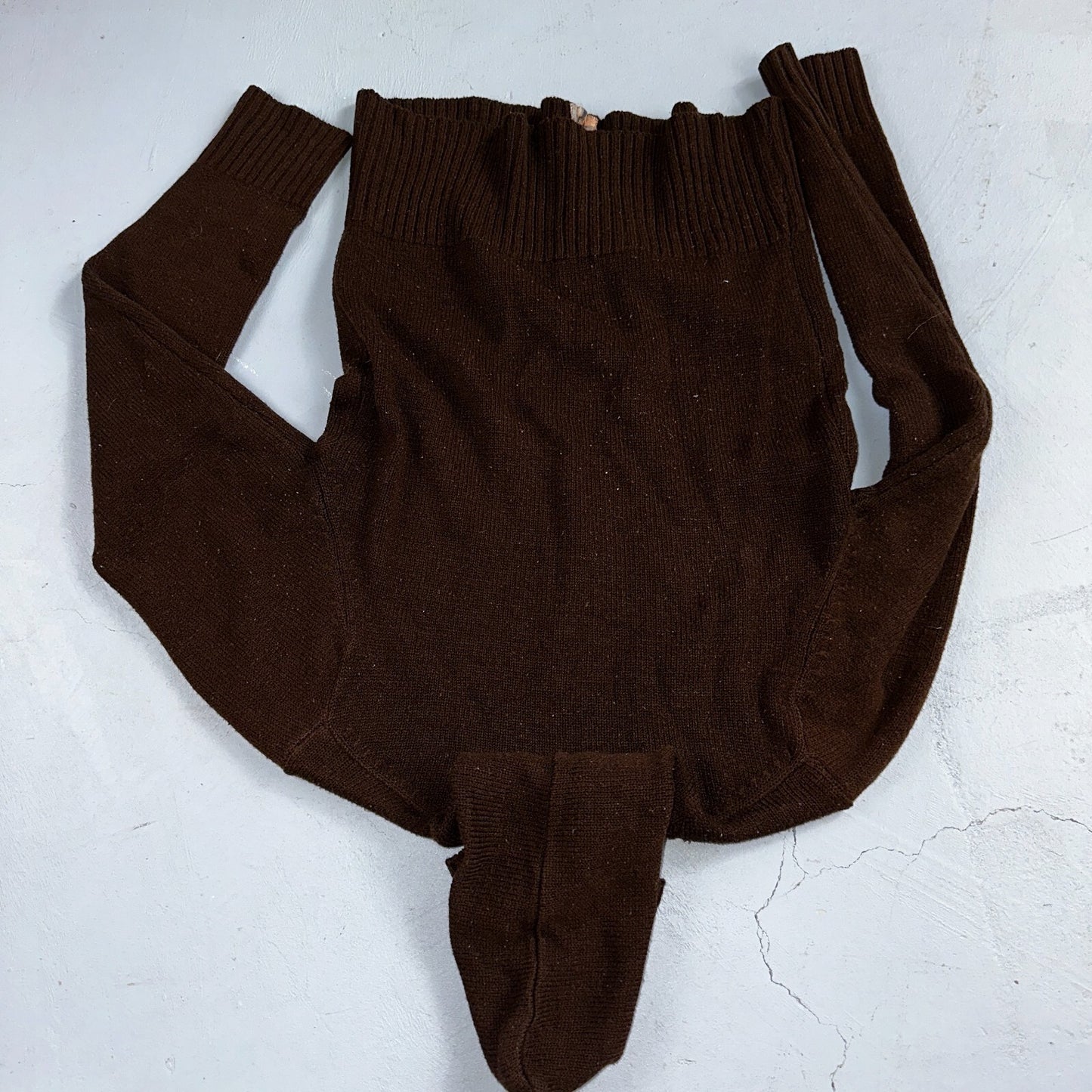 Vtg 70s Sears JR Hoodie Chunky Zip Up Sweater Brown Women's L 1970s Junior