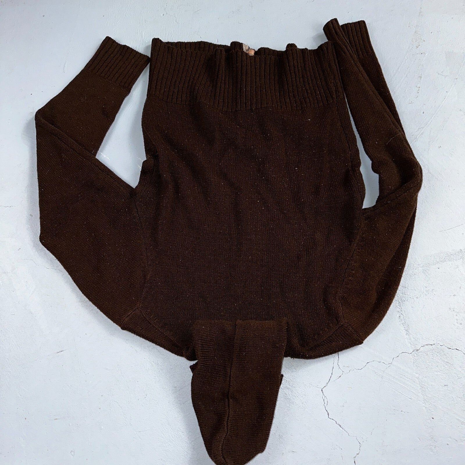 Vtg 70s Sears JR Hoodie Chunky Zip Up Sweater Brown Women's L 1970s Junior