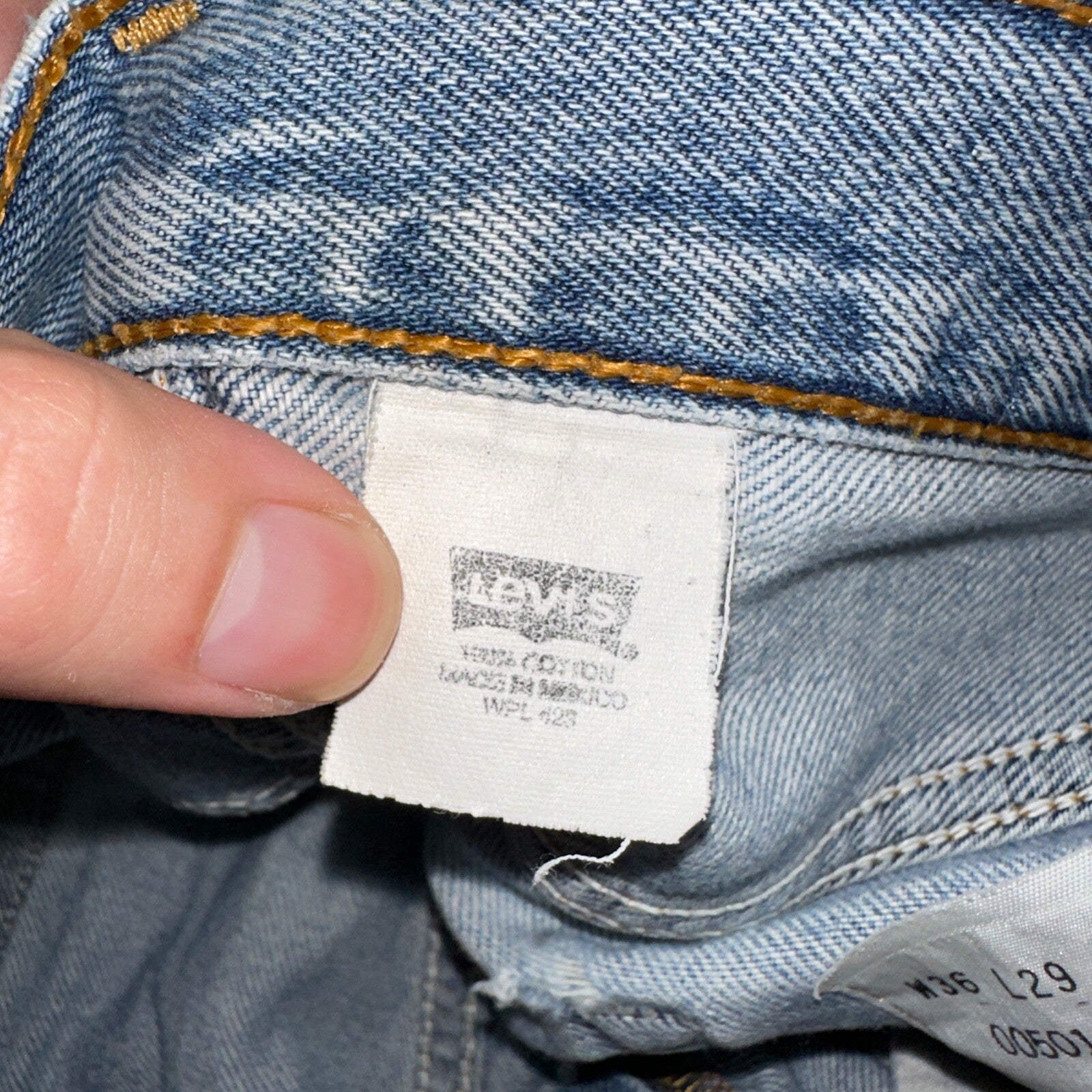 Levis 501 Vintage 90s XX Straight Leg Mexico Jeans 36x29 Light Wash Act 35x28