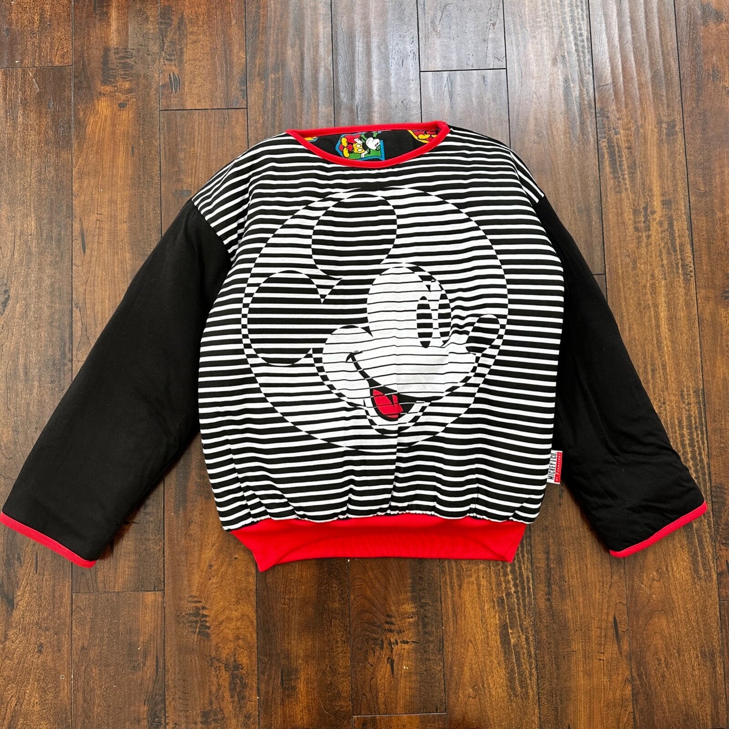VTG 90s Disney Mickey Mouse Reversible Sweater Donn Kenny Rare World Comic Rap