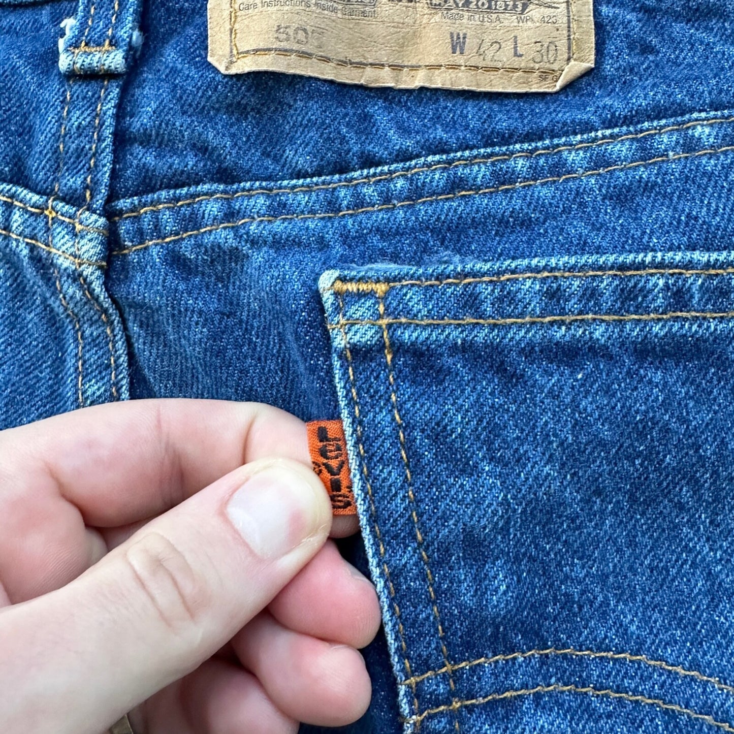VTG Levis 505 Jeans 42x30 Orange Tab 90s 80s Made in USA 501 Tag Act 40x28