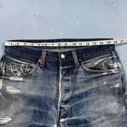 Levis 501 Vintage 80s Redline Selvedge USA XX Jeans Light Wash 34x34 Act 31x30