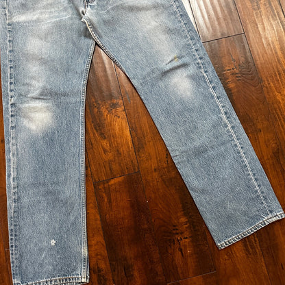 VTG 90s Levis 501 Button Fly 38x36 USA Tag Jeans Straight Wash Blue XX Act 35x32