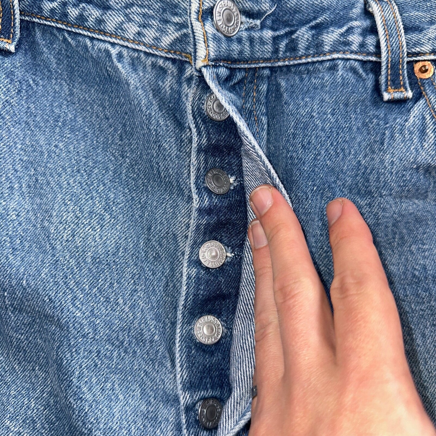 Levis 501 Vintage 90s USA XX Straight Leg Jeans Blue Med Wash 42x32 Act 38x27