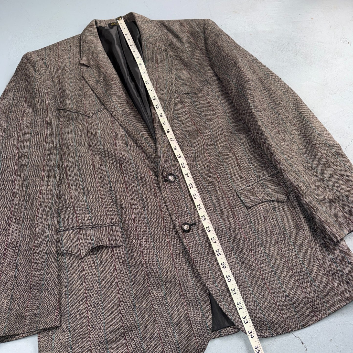 Vintage Circle S Dallas Texas Western Cowboy Blazer Jacket Mens 44L Silk Lining