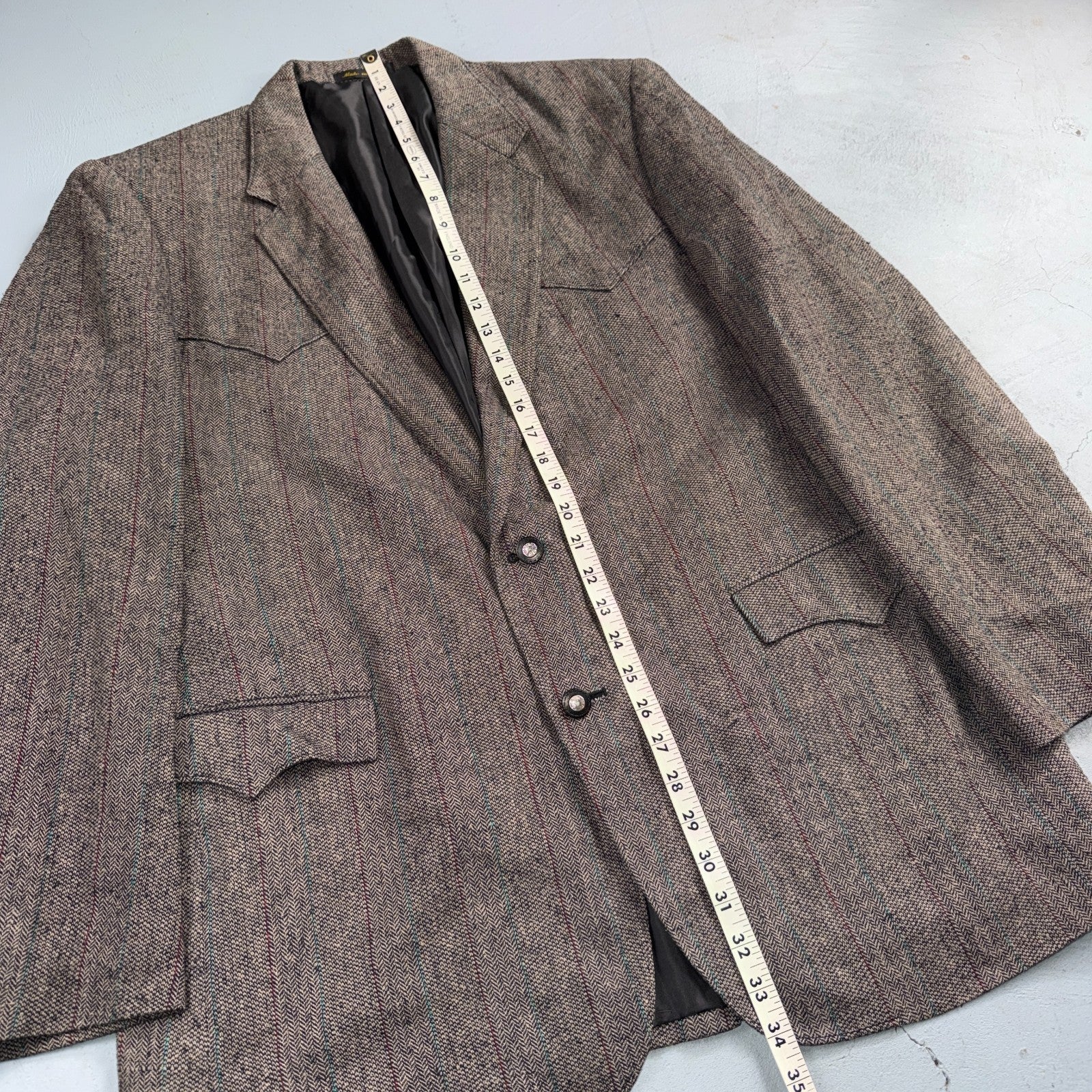 Vintage Circle S Dallas Texas Western Cowboy Blazer Jacket Mens 44L Silk Lining