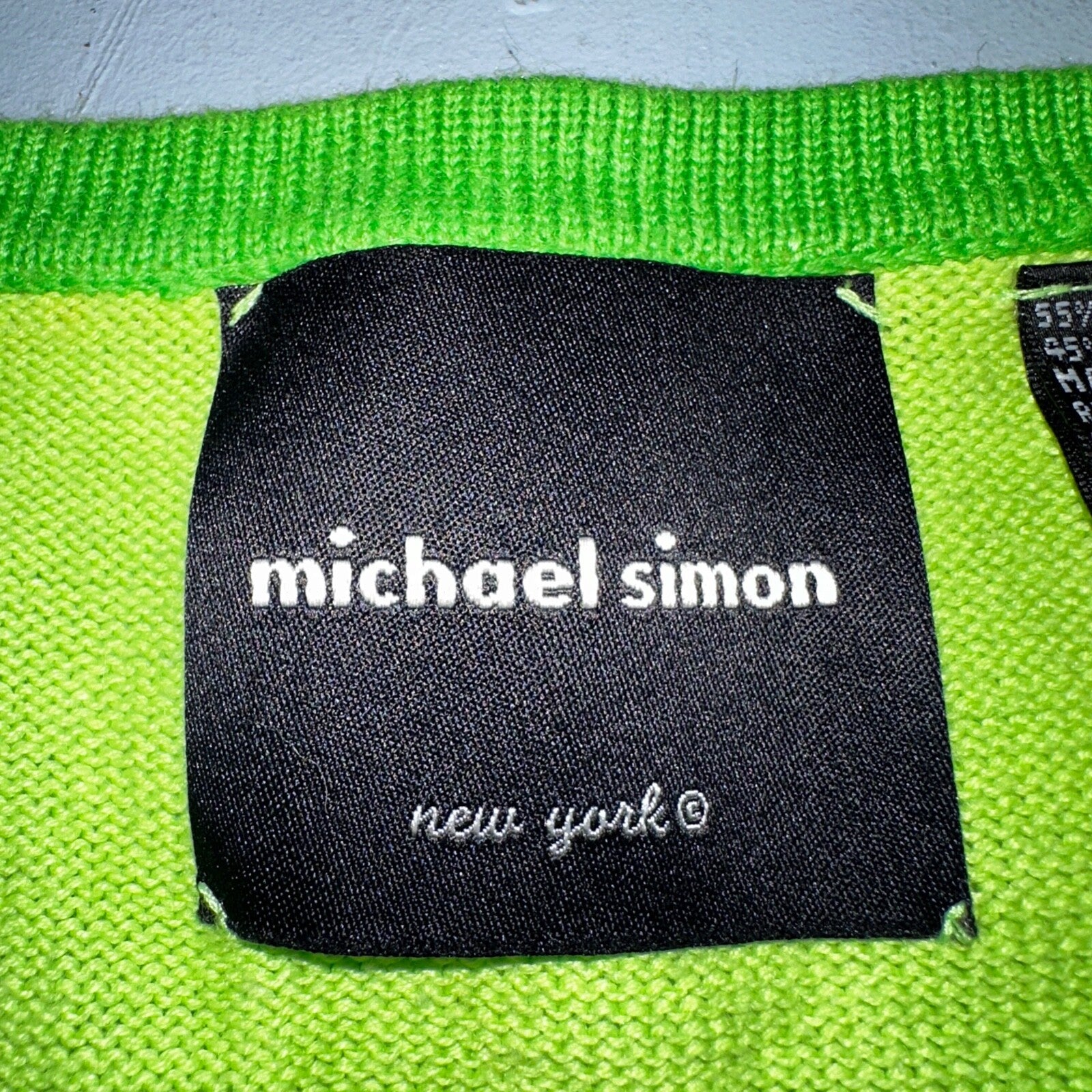 Michael Simon VTG 2000 Dragonfly Hearts Cardigan Sweater Green Valentines Day