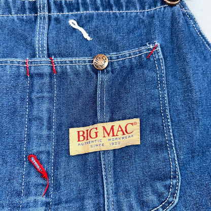 Big Mac Authentic Workwear Men's Bib Overalls 42x30 VTG Wash Blue Jean Denim