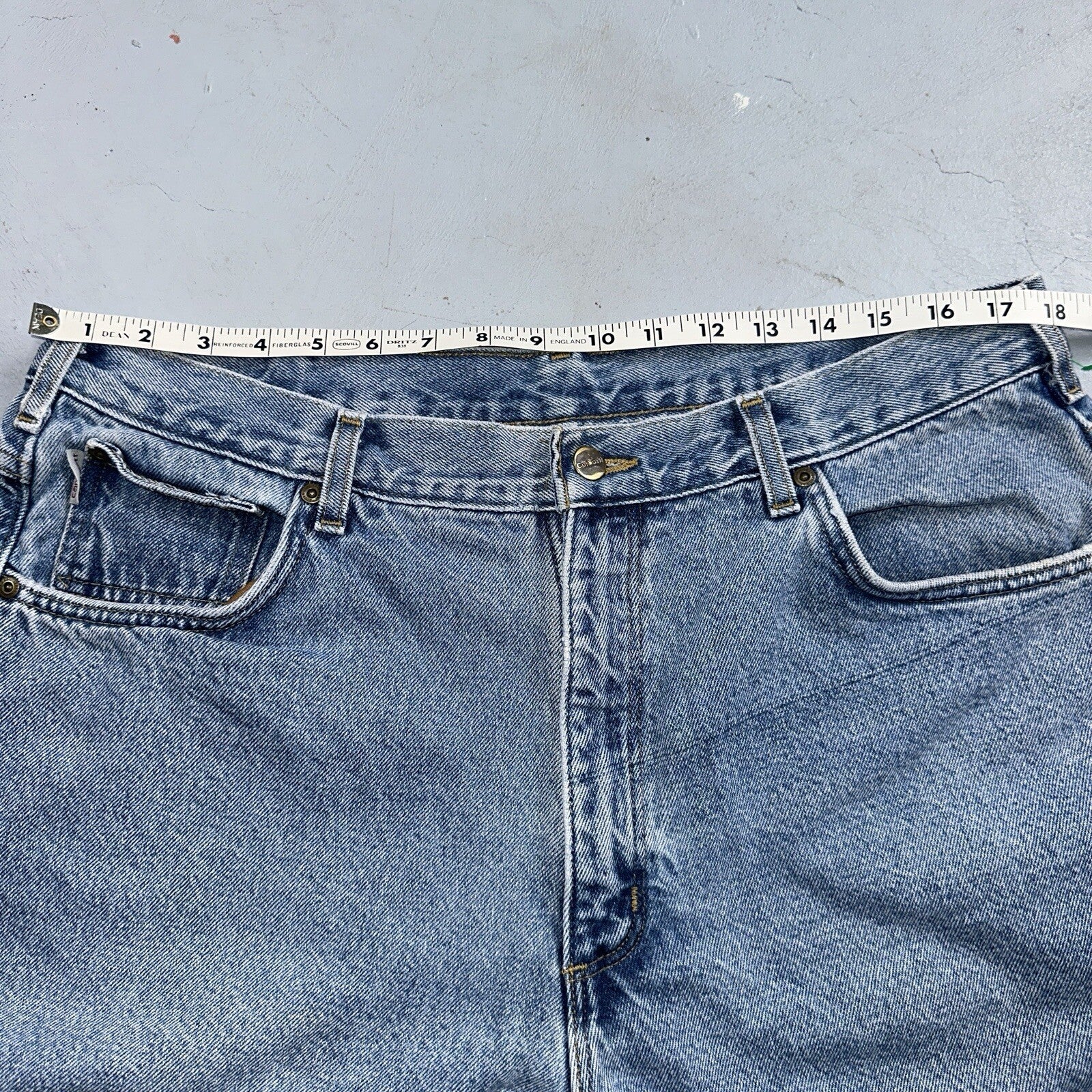 Carhartt Jeans Mens 38x32 Blue Denim Flannel Lined Relaxed Fit Chore Workwear