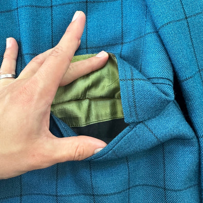 1960s 1970s Blue Pinstripe VTG Suit Jacket Sportcoat 42 Wool Checker Rockabilly