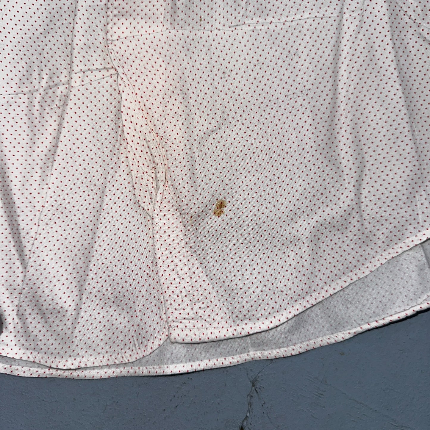 Vtg 40s 50s Penneys Towncraft Dress Shirt Mens 15 Red Polka Dot White Crisp