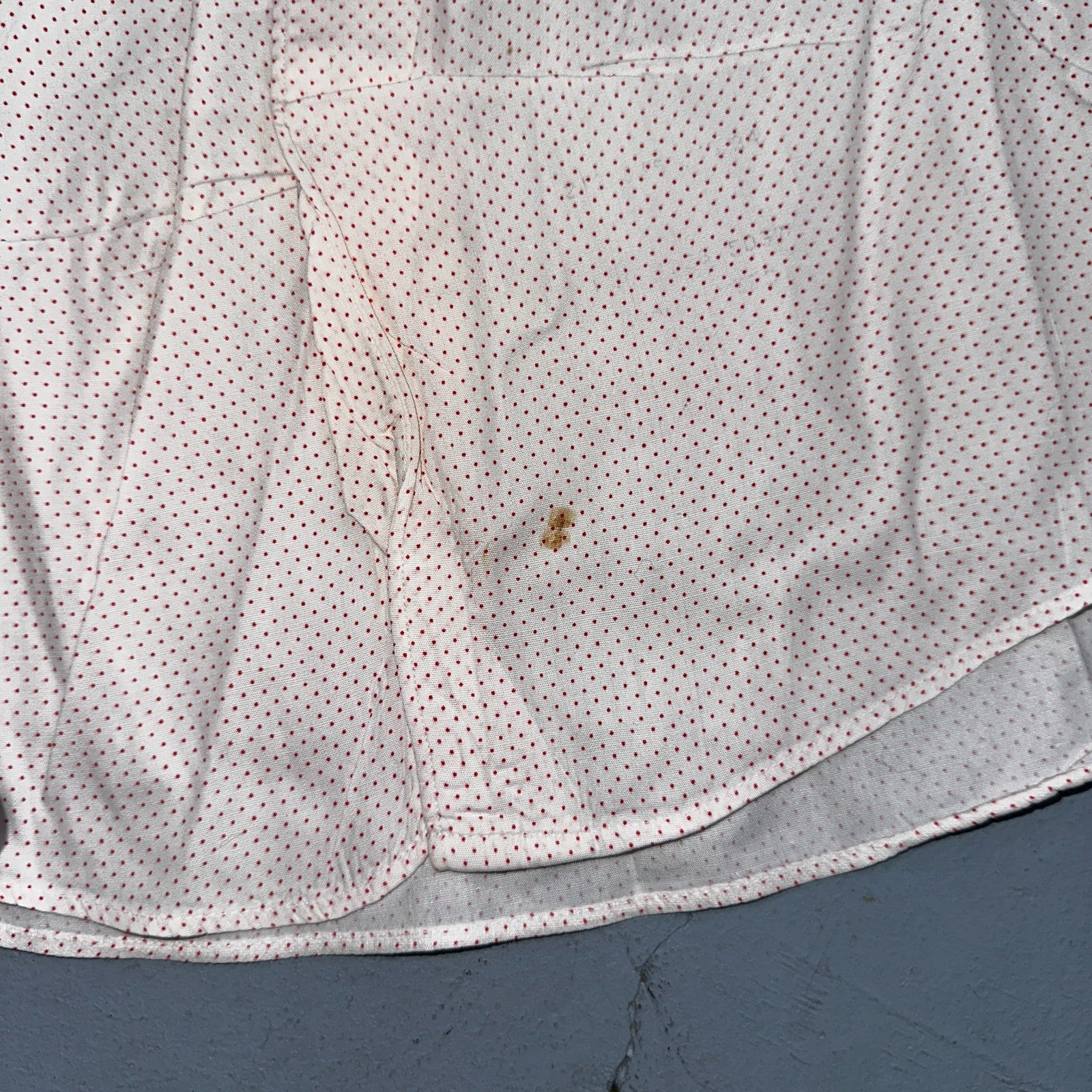 Vtg 40s 50s Penneys Towncraft Dress Shirt Mens 15 Red Polka Dot White Crisp