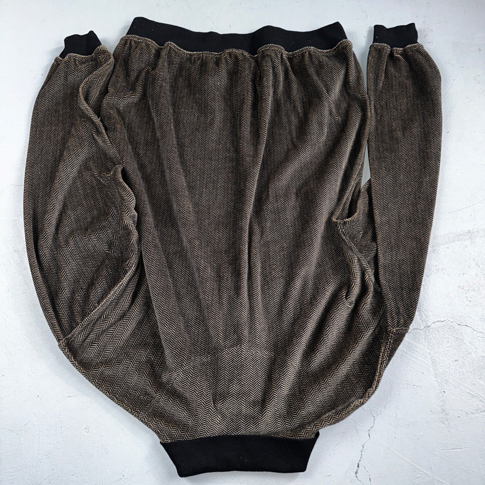 SRT Herringbone Mens Shirt Size L Gray Long Sleeve Henley VTG Golf Polo 90s