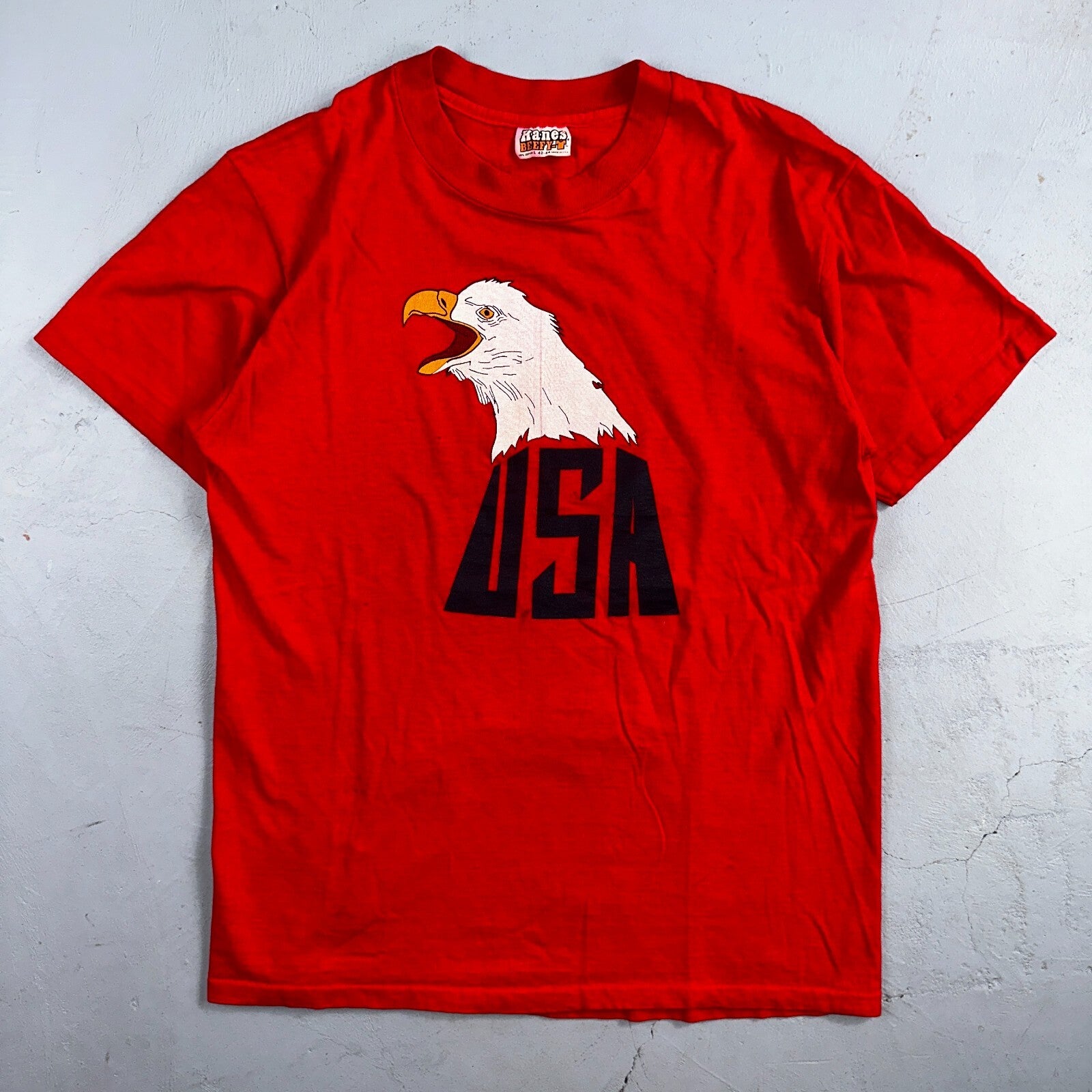 Eagles USA Hanes 1970s VTG T Shirt 70s Red Graphic Single Stitch Band Rock Large