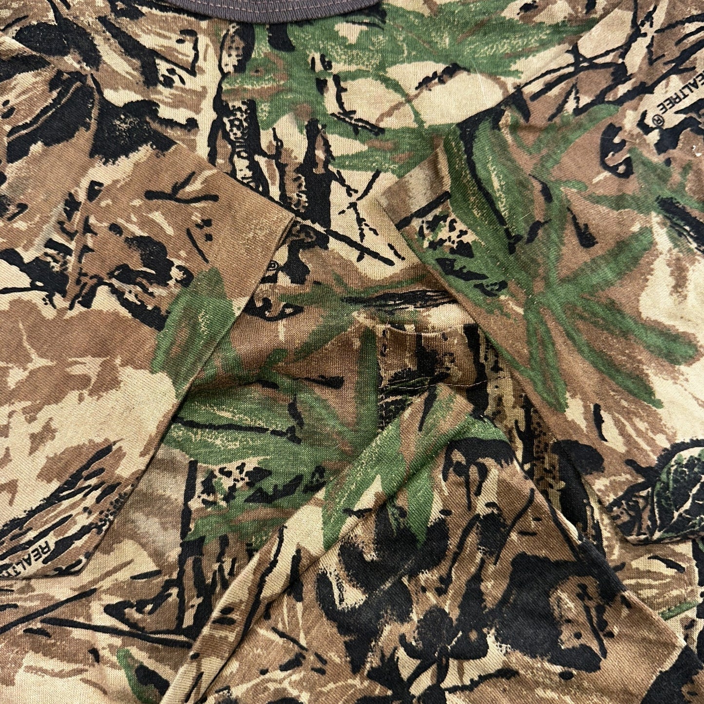 Camo 80s Single Stitch VTG T Shirt Short Sleeve Woodland Hunting USA REALTREE