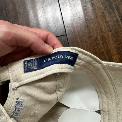 Polo Ralph Lauren Beige VTG Hat Cap Snapback Basic Logo Clean ASSN