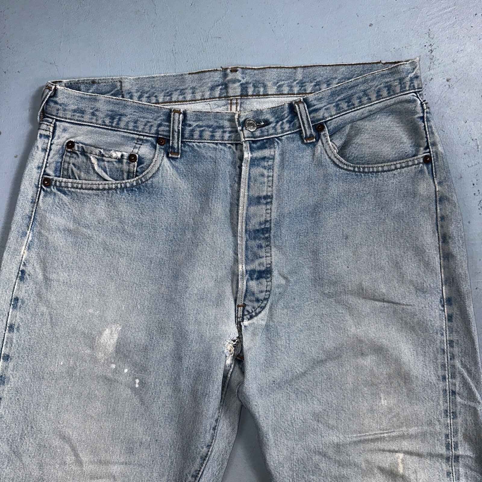 Levis 501 Vintage 80s Redline Selvedge USA XX Jeans Light Wash 38x32 Act 34x27