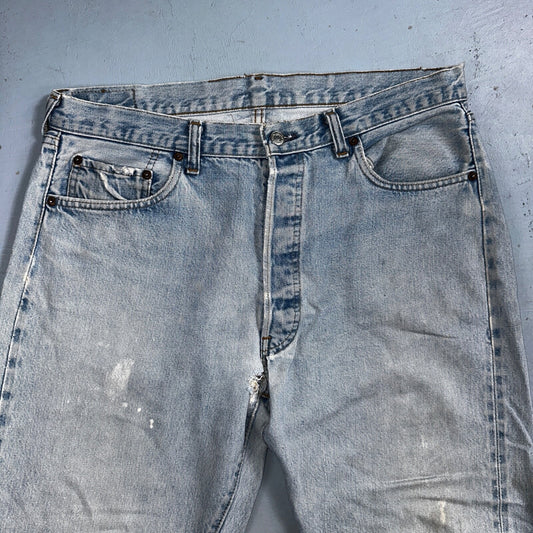 Levis 501 Vintage 80s Redline Selvedge USA XX Jeans Light Wash 38x32 Act 34x27