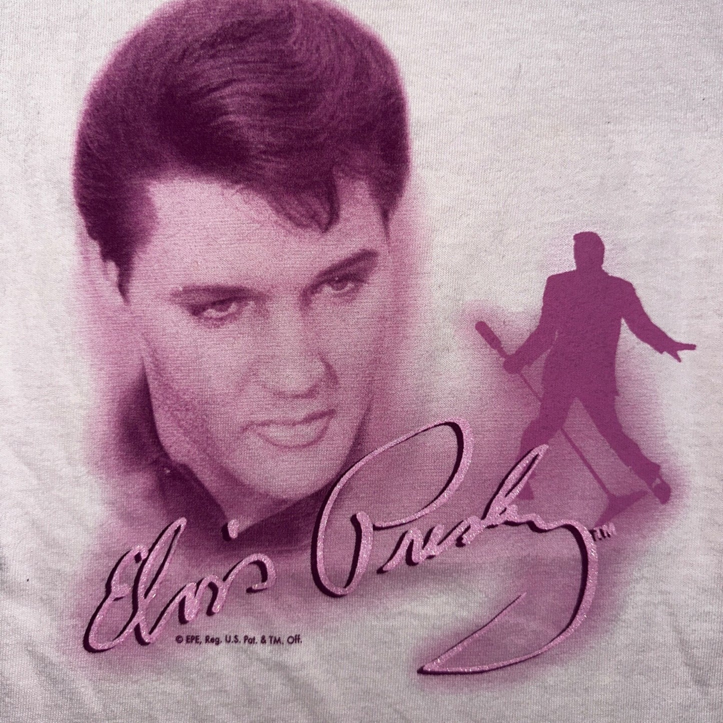 Elvis Presley Y2K Pink Womens S VTG T Shirt Sticker Kun Music Rock N Roll Class